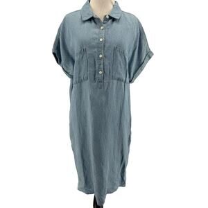 Marine Layer Women's Polka Dot Tencel Linen Rebecca Popover Dress Size XL